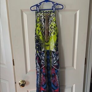 Colorful Beaded Geometric Maxi Dress